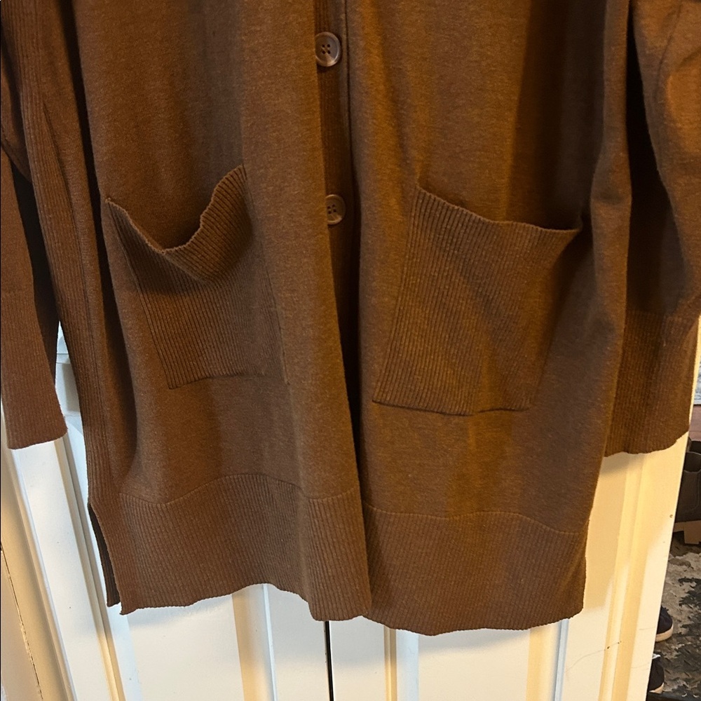 Time and Tru Chocolate Cardigan Sweater - Picture 3 of 5